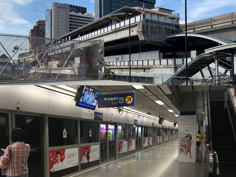 Tuyến tàu điện ngầm Sukhumvit và tàu điện trên cao National Stadium 